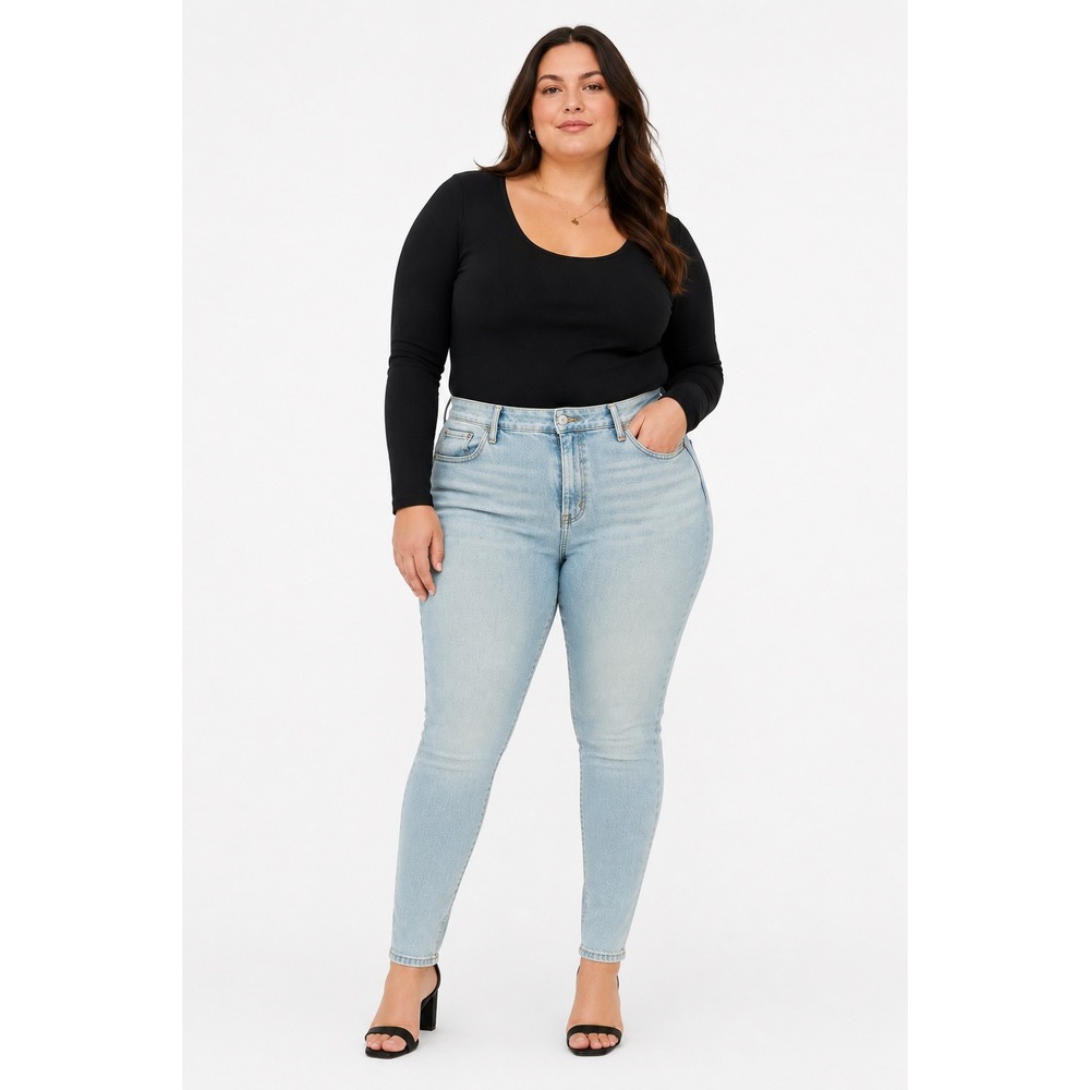 Abercrombie & Fitch Curve Love High Rise Skinny Jeans Light Wash Blue Size 32 14